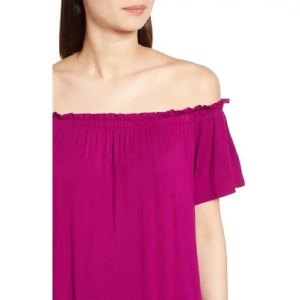 Bobeau Off The Shoulder Knit Magenta Dress… - Picture 7 of 7